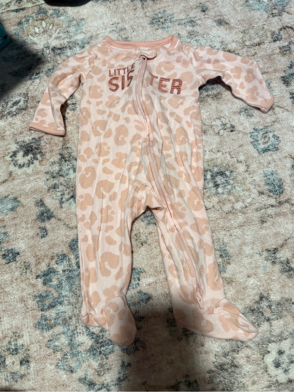 Carter's Peach Leopard 'Little Sister' Footed One-Piece